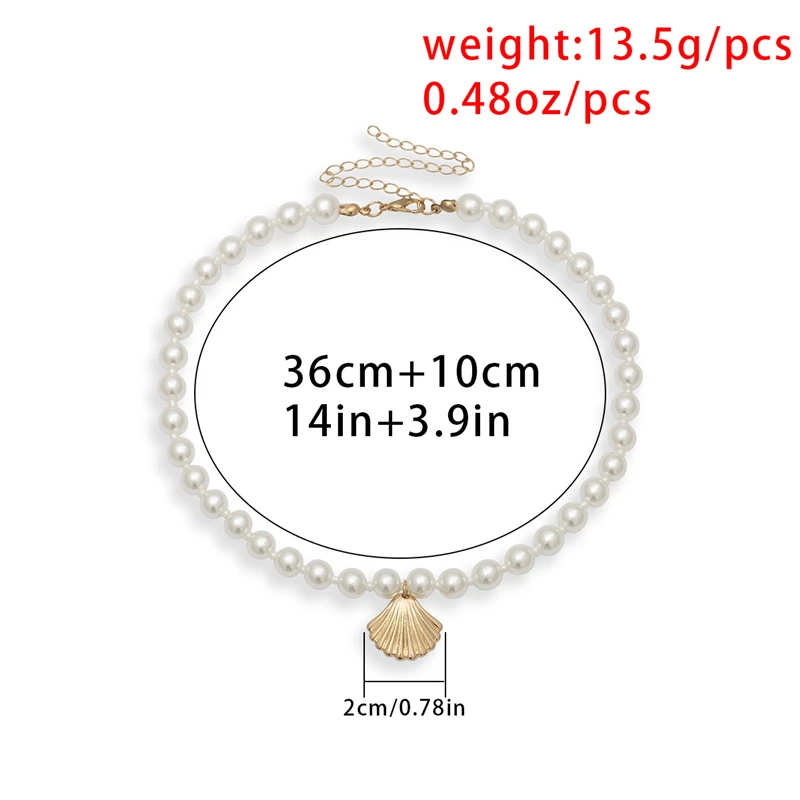 

Ailodo Elegant Pearl Chain Shell Chokers Necklace For Women Simple Fashion Summer Beach Statement Necklace Collier Girls Gift