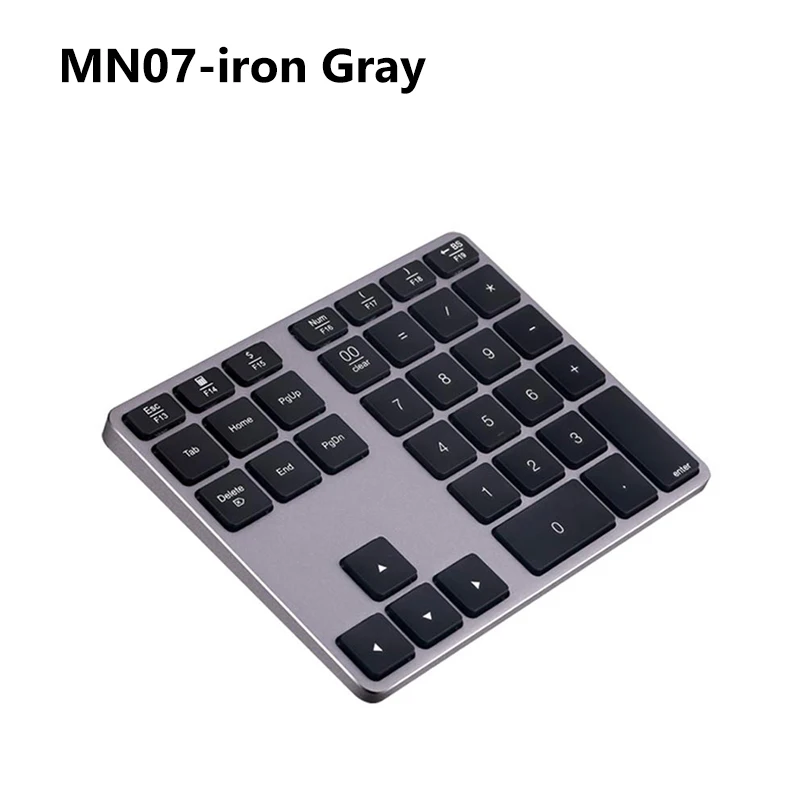 MN07 Iron Gray AVATTO алюминиевый сплав 35 клавиш Bluetooth беспроводная цифровая клавиатура, цифровая клавиатура для Windows, IOS, Mac OS, Android, планшет, ноутбук PC - Цвет: MN07 Iron Gray