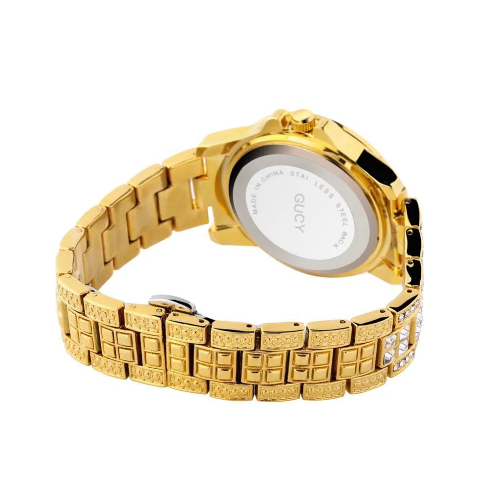GUCY AAA ICED OUT хип-хоп наручные часы с микро pave CZ браслет из нержавеющей стали Прямая поставка
