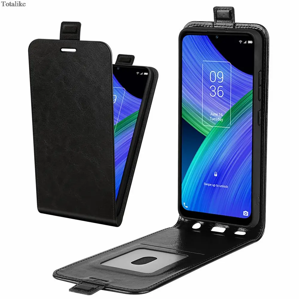 

Business Style Pu leather fitted case for TCL 20R 5G Magnetic button flip Cover Card Slots Protective Phone Bag Case