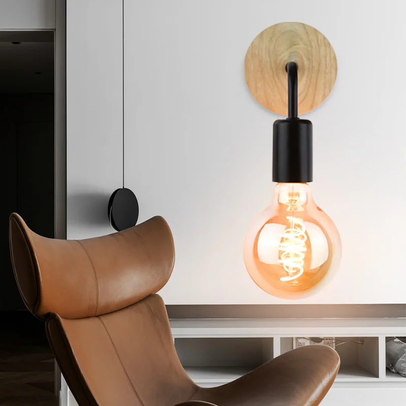 Светодиодный настенный светильник из дерева ретро бра ing для ванной комнаты