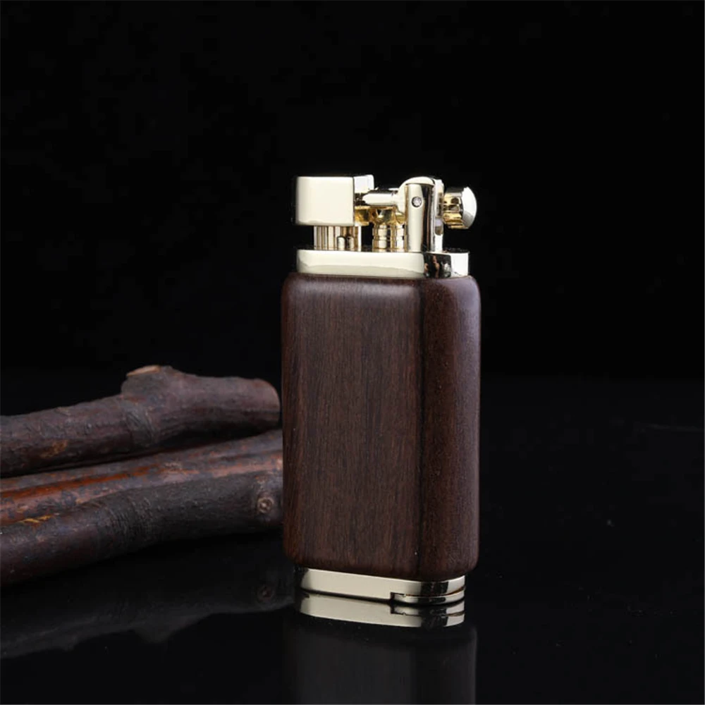 

Ebony Metal Gas Lighter Butane Gas Open Fire Creative Cigarette Lighter Fire Starter Outdoor Camp Accessories Fancy Mens Gift