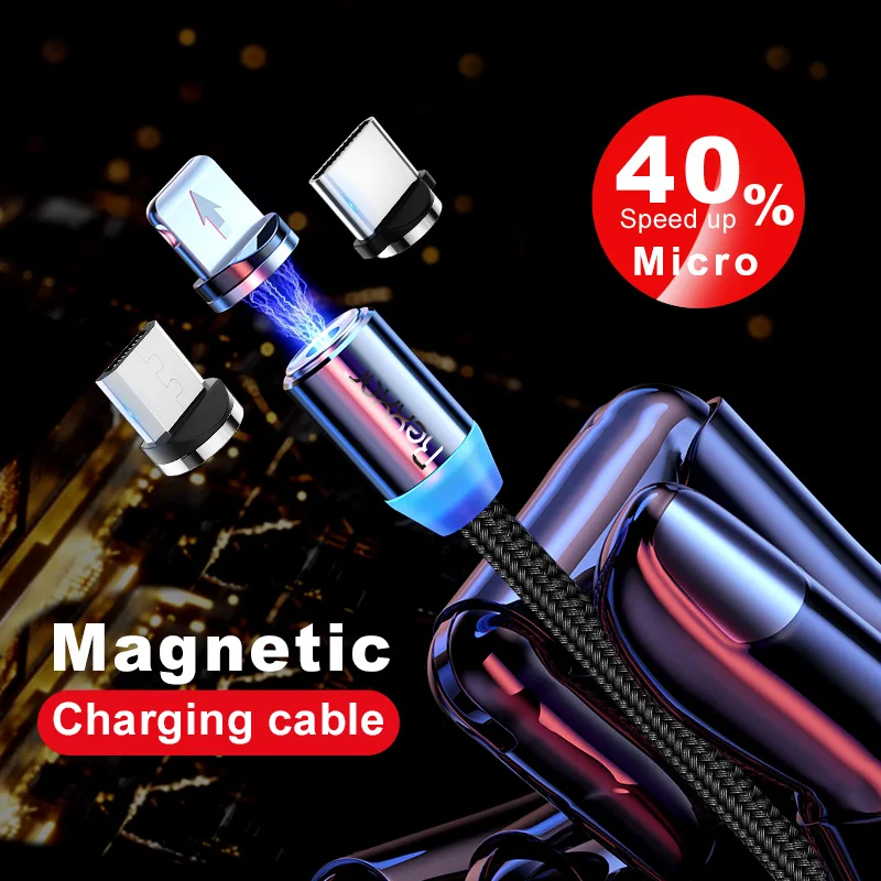Магнитный USB кабель Rexxar Type C для быстрой зарядки магнитное зарядное устройство Micro