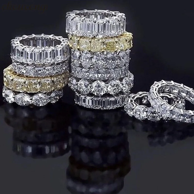 

2020 New Promise ring Real 925 Sterling silver AAAAA Cz Stone Statement Party Wedding Band Rings for women Engagement Jewelry