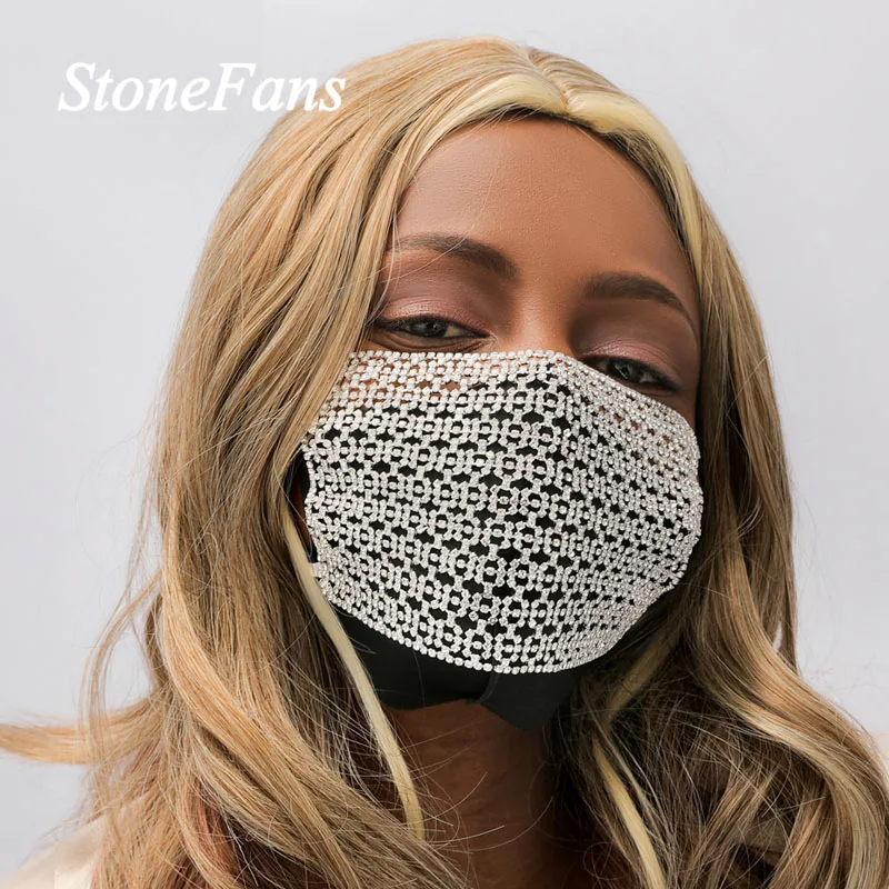 Stonefans модные блестящие стразы Facemask покрытие ювелирные изделия с вуалью для