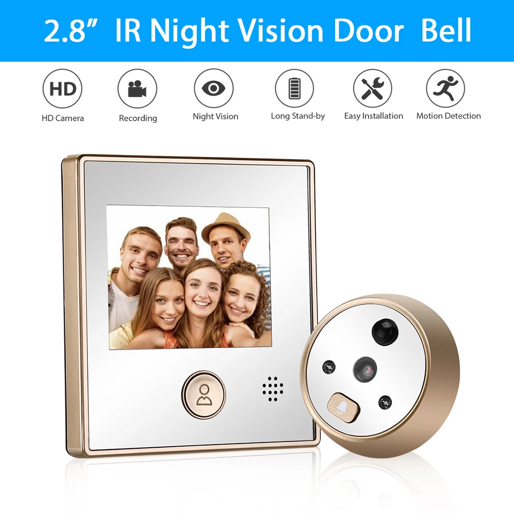 Цифровой дверной звонок с цветным ЖК экраном 2 8 дюйма электронный видео углом