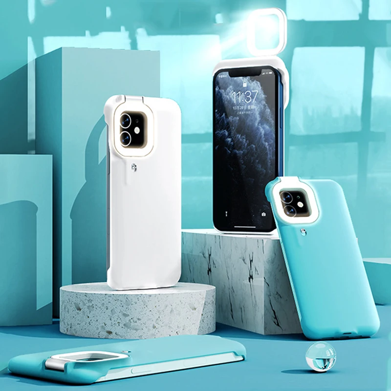 

Модный чехол-книжка для телефона с кольцевым светом, чехол для телефона с заполняющим светом для селфи для Iphone 13, 12, 12 Pro Max, 11, 11 Pro, чехол