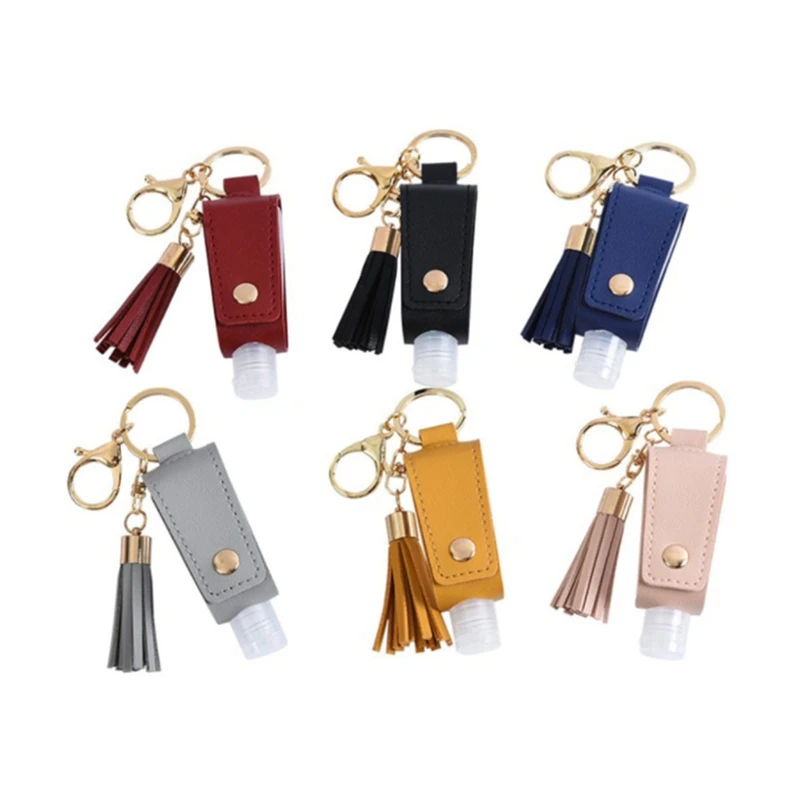 

6 шт. 30 мл портативная пустая герметичная пластиковая бутылка для путешествий с кисточками кожаный держатель для ключей