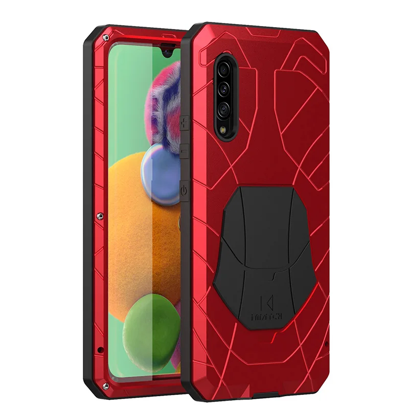 Для samsung Galaxy A90 5G Твердый корпус для телефона Алюминиевый металлический корпус Закаленное стекло Защитная крышка экрана сверхмощный защитный чехол