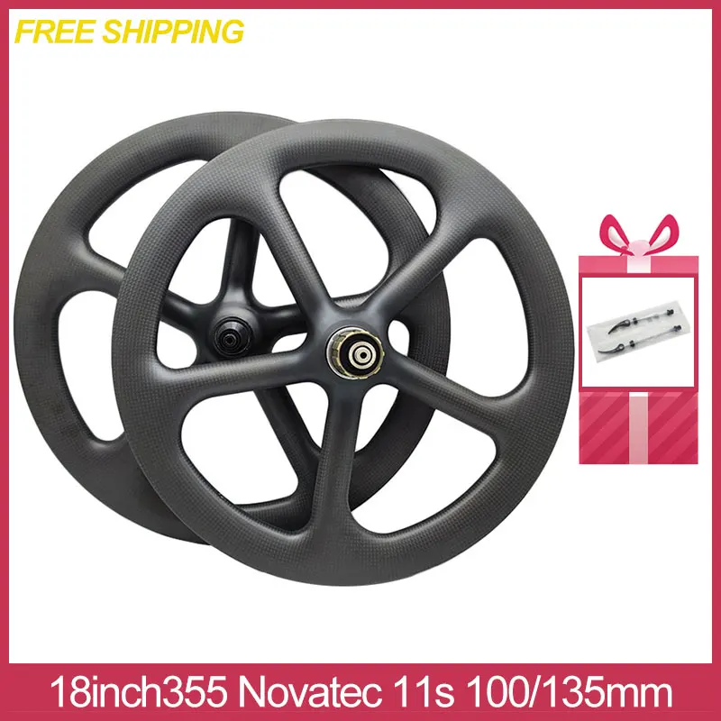 Light Weight 100/135mm Carbon Wheel SEMA 18inch 355 Fivespoke 5spoke Wheelset Disc Brake Rim For Birdy Folding Bicycle Parts