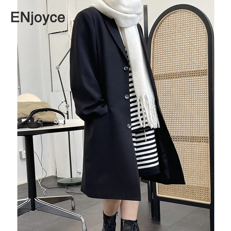 Женский винтажный шерстяной тренчкот цвета хаки в Корейском стиле с отложным