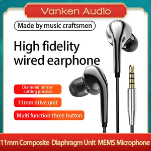 WGZBLON BLON T3 HiFi In-ear 11mm Diaphragm Dynamic Driver Wired Earphone With Mic PC Mobile Phone Pad Universal Headphone