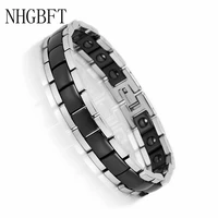 nhgbft black white ceramic bracelet bangle for women mens stainless steel magnet bracelet male jewelry