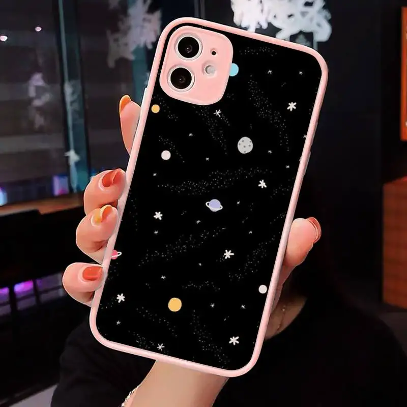 

Starry sky bling Phone Case Matte Transparent for iPhone 7 8 11 12 s mini pro X XS XR MAX Plus cover funda