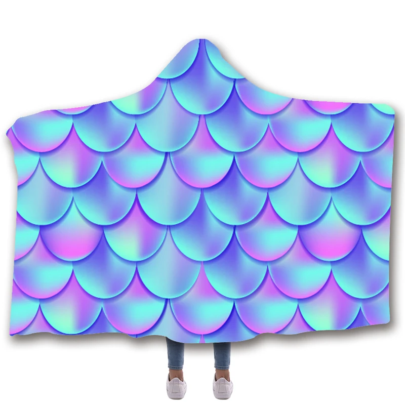 Одеяло для просмотра аниме рыбья чешуя с принтом двойное бархатное мягкое одеяло