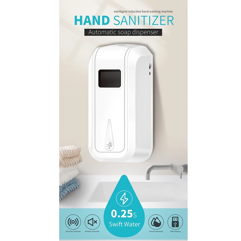 

Intelligent Punch-Free Battery Soap Dispenser Clear Liquid Storage Bathroom Soap Dispenser Wall Mounted Container