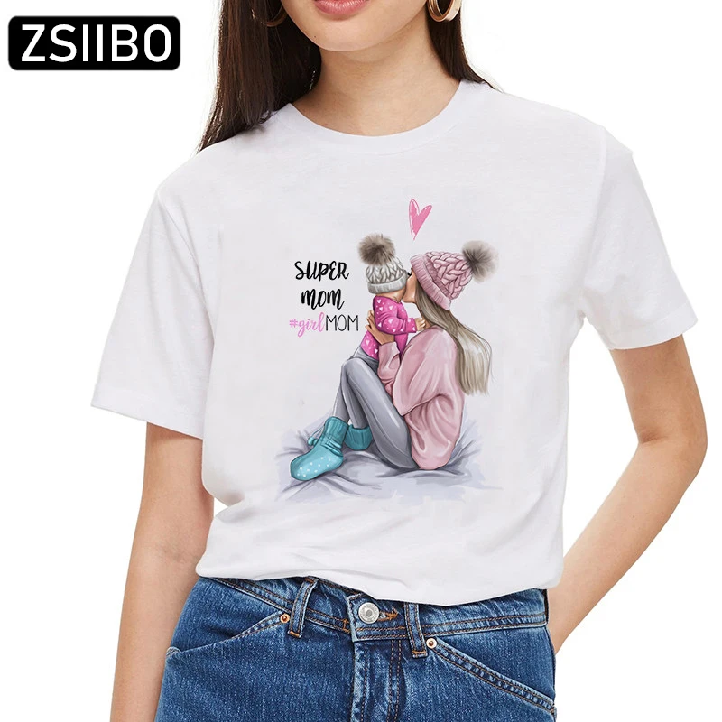 Женская футболка ZSIIBO белая в стиле Харадзюку с надписью Mom's Love модные топы