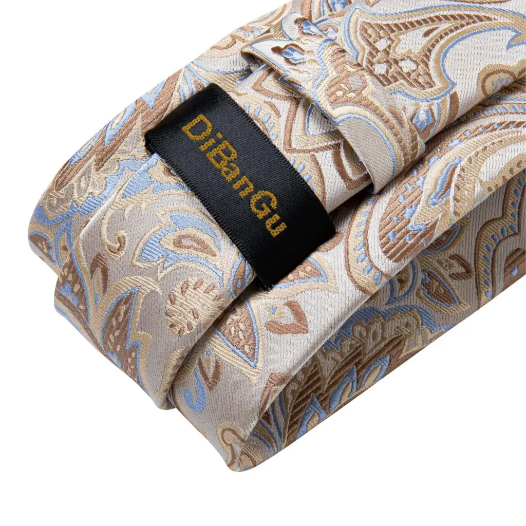 Высококачественный мужской галстук шелковый Свадебный цвета шампанского с