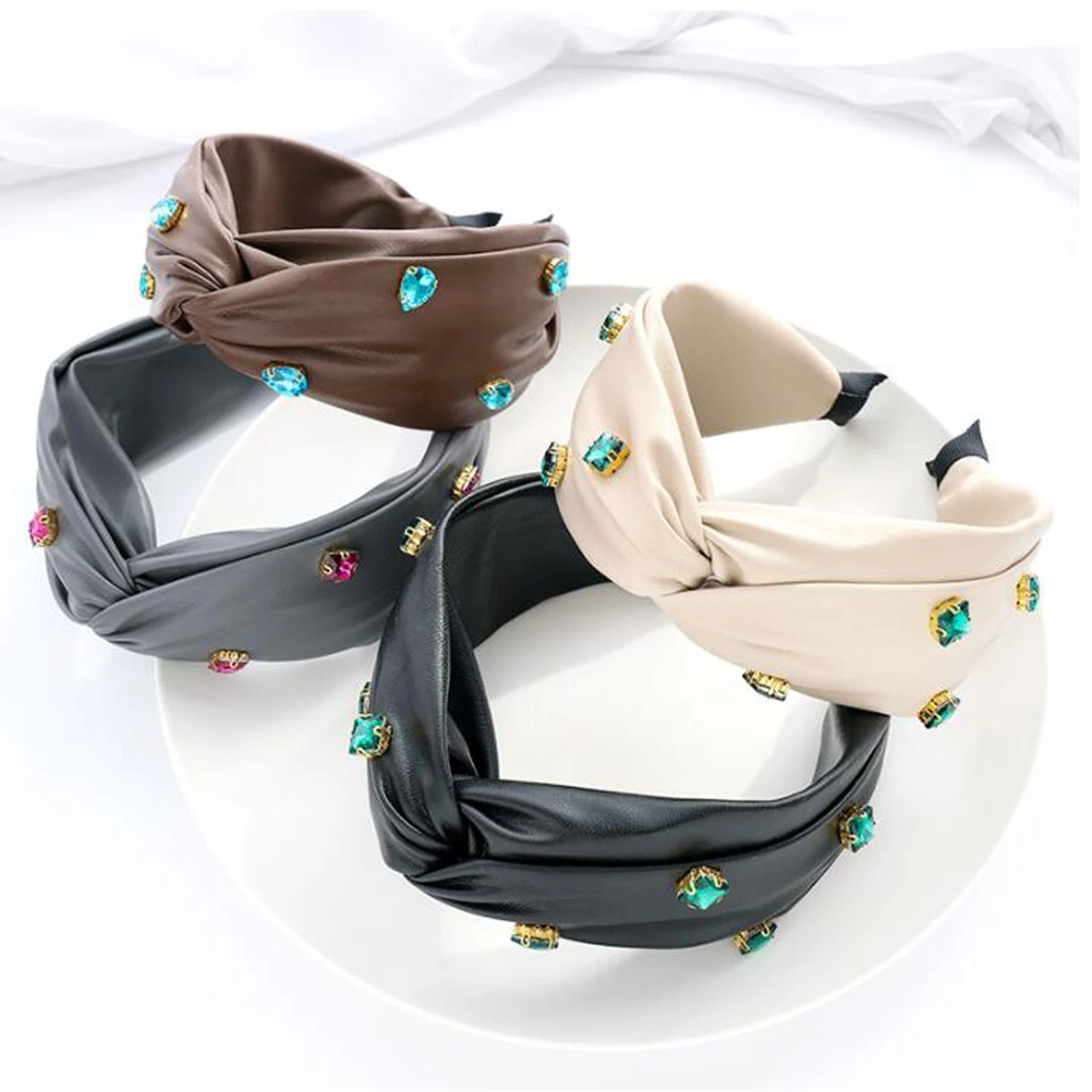 PROLY Новая мода Женская повязка на голову из искусственной кожи Hairband Женский