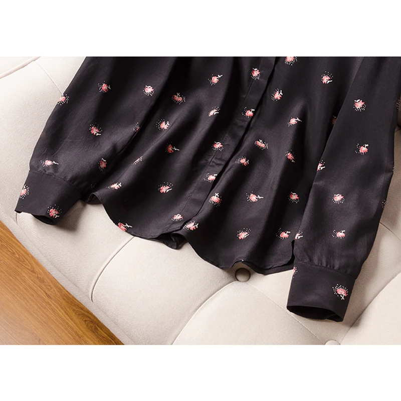 Женская блузка из натурального шелка 2020 тутового шелкопряда с длинным рукавом и