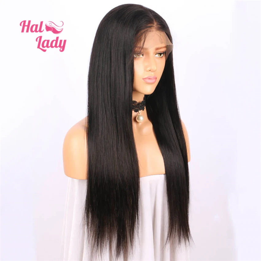 Halo Lady Beauty 13*4 кружевные передние человеческие волосы парики preprucked бразильская