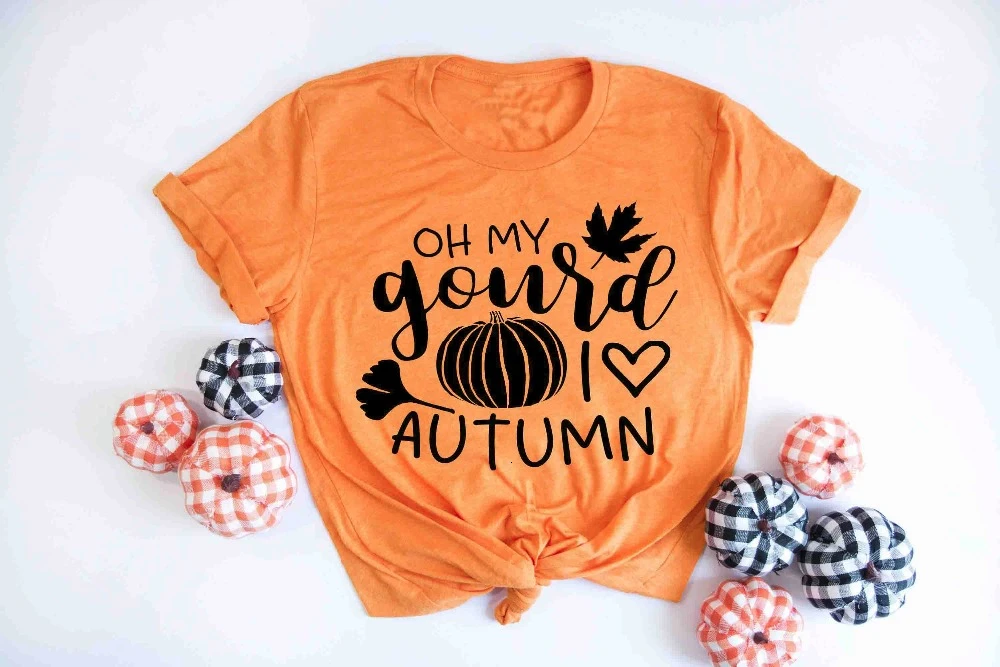 

Oh My Gourd I love Autumn Cute Fall Autumn T-Shirt Pumpkin Graphic Harvest Halloween thanksgiving day top tumblr tshirt- K361