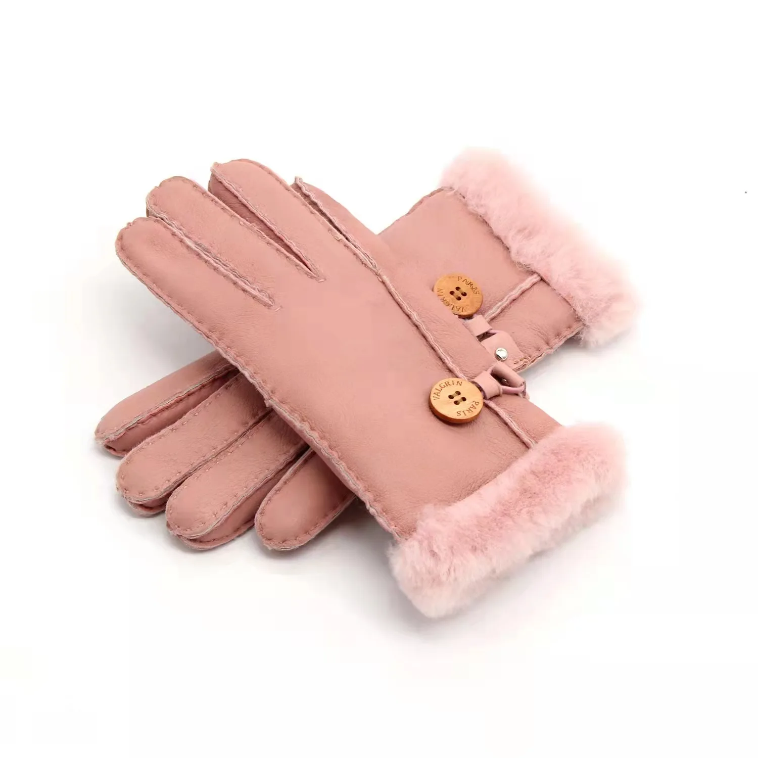 2023 Winter Sheep Fur Heavy Gloves Women's Warm Genuine Leather Sheepskin Fur Ladies Gloves Finger Mittens Thicken Brand Gloves