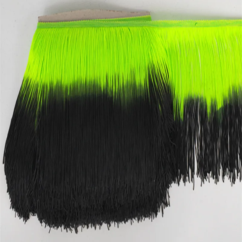 

Hot 10 Meters/lot Fluorescent Yellow Fringe Lace Tassels Trim Polyester 20cm Wide for DIY Stage Performance Latin Dance Ribbon