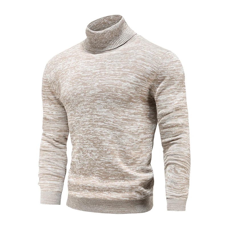 

New Winter Men's Turtleneck Sweaters Cotton Slim Knitted Pullovers Men Solid Color Casual Sweaters Male Autumn Knitwear