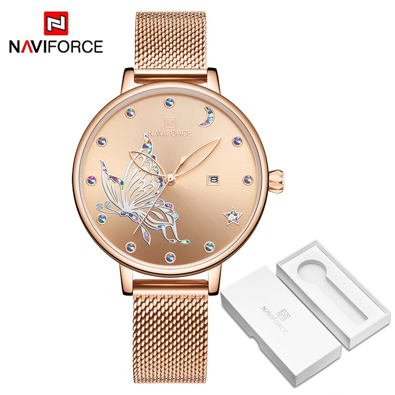 RGRG BOX NAVIFORCE Роскошные Брендовые женские часы модные повседневные Кварцевые женские наручные часы со стальным ремешком водонепроницаемые часы Relogio Feminino - Цвет: RGRG BOX