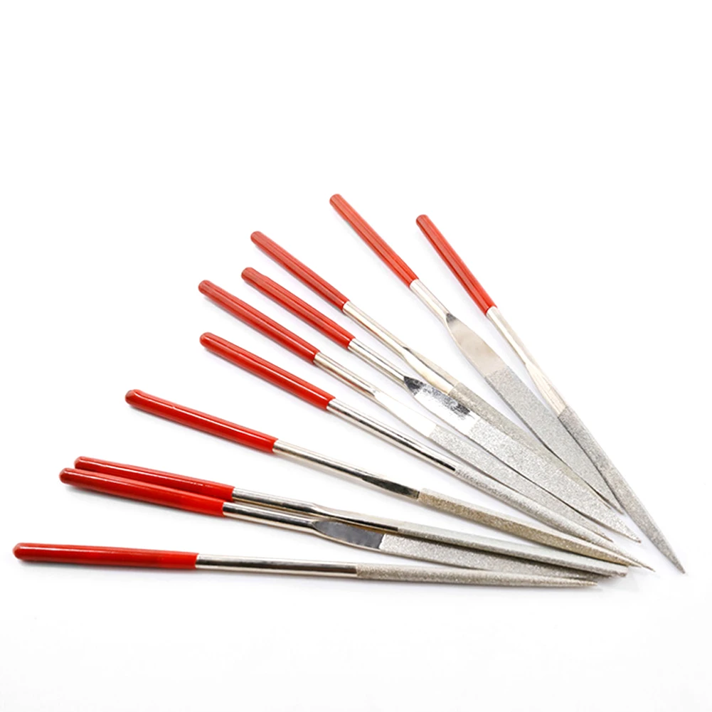 

NEW 10pcs Mini Files Titanium Diamond Coating Needle Flat File Set Metal Working Craft Tools Hobby Hand Needle Rasp Wood Carving
