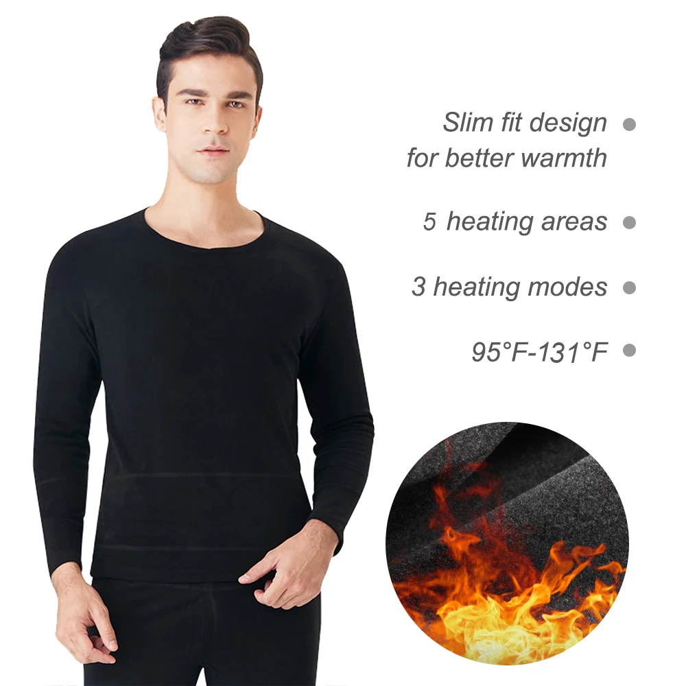 

Winter Heated Underwear Outdoor USB Battery Powered Electric Thermal Clothes Long Pant Electric Suit Phone Control Temperature