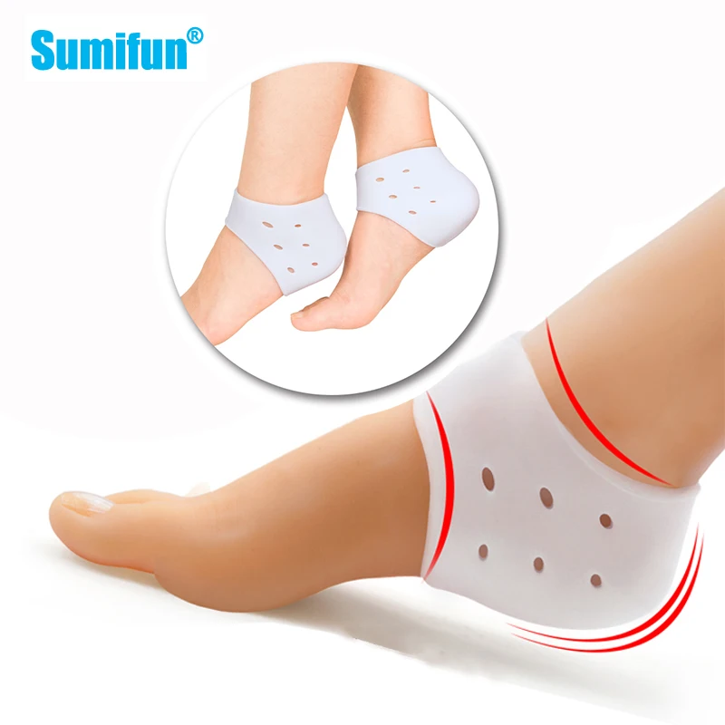 

4pcs Silicone Breathable Foot Heel Care Socks Moisturizing Gel Heel Sleeve Socks with Hole Cracked Foot Skin Care Protectors