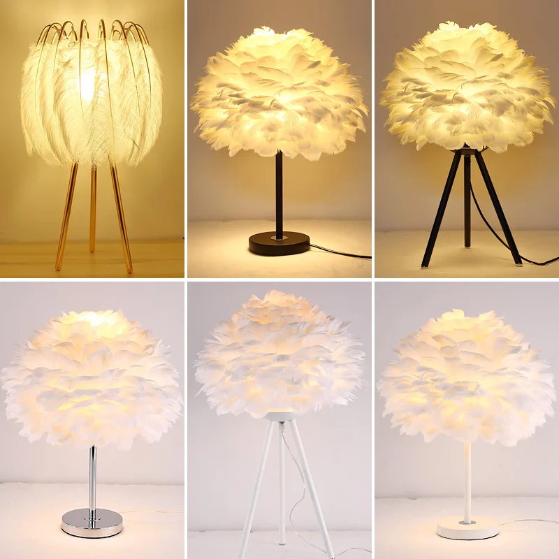 Современная настольная лампа с перьями Fss Напольная Лампа для гостиной спальни