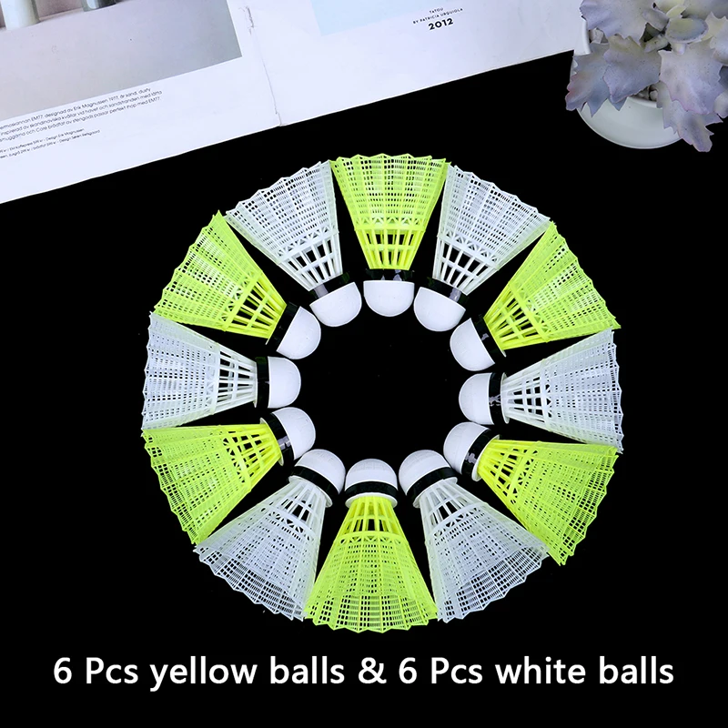 12 шт. желтые белые пластиковые воланы для бадминтона шарики спортивных