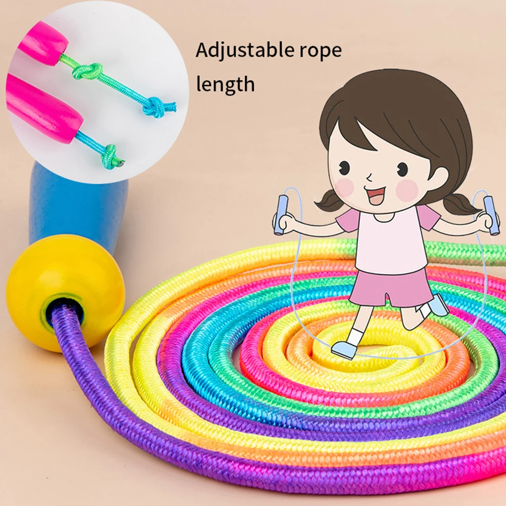 2.4m Jumping Wooden Handle Ergonomic School Adjustable Length Gym For Kids Portable Training Skipping Rope Indoor Outdoor Home images - 6