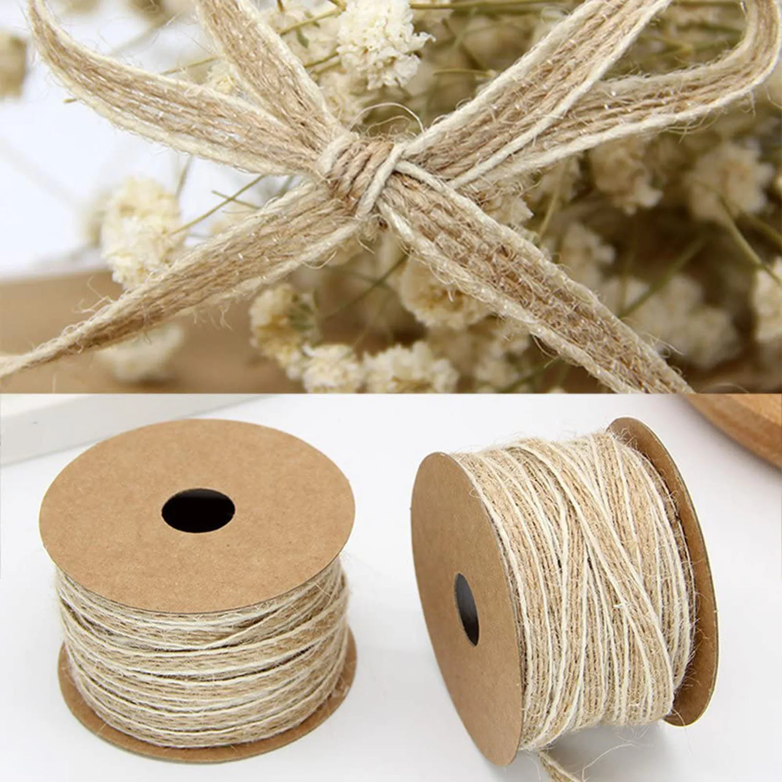 

0.5 Cm X 10m/roll Vintage Jute Burlap Hessian Ribbon With Lace Rustic Wedding Party Decoration Diy Craft Gift Packing Webbing