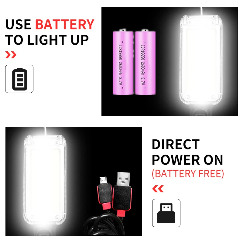 1/2/4pcs USB Rechargeable COB Work Light Portable LED Flashlight 18650 Adjustable 2Mode Waterproof Magnet Design Camping Lantern - купить по