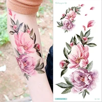 waterproof temporary tattoo sticker rose flowers leave flash tattoos body art arm fake sleeve tatoo black women girls wrist