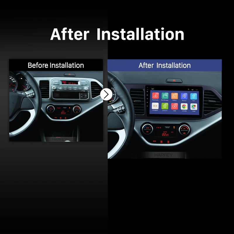 Автомобильный мультимедийный плеер Harfey Android 9 0 GPS для 2011 2012 2013 2014 KIA PICANTO Morning HD 1024*600