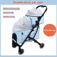 Dog Accessories Double Pet Stroller Separable Transportation Dog Car Seat Removable Backpack Windproof Breathable Two Layer Cart