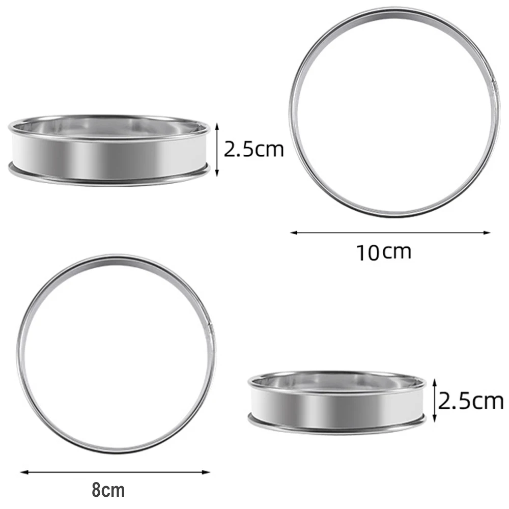 10/5/2pcs Stainless Steel Double Rolled Baking Circle Tart Ring Fruit Pie Cake Cookie Molds 10cm 8cm for Kitchen Biscuit Pastry - купить по