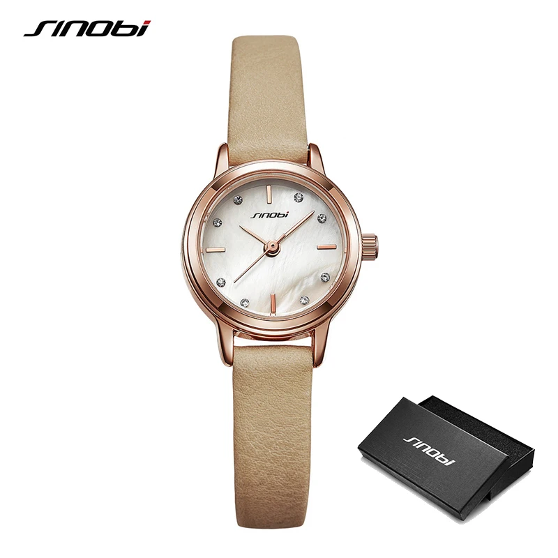 

Women Dress Watches SINOBI Genuine Leather Lady Clock Simple Design Minimalism Woman Quartz Wristwatch Ofertas Relogio Feminino