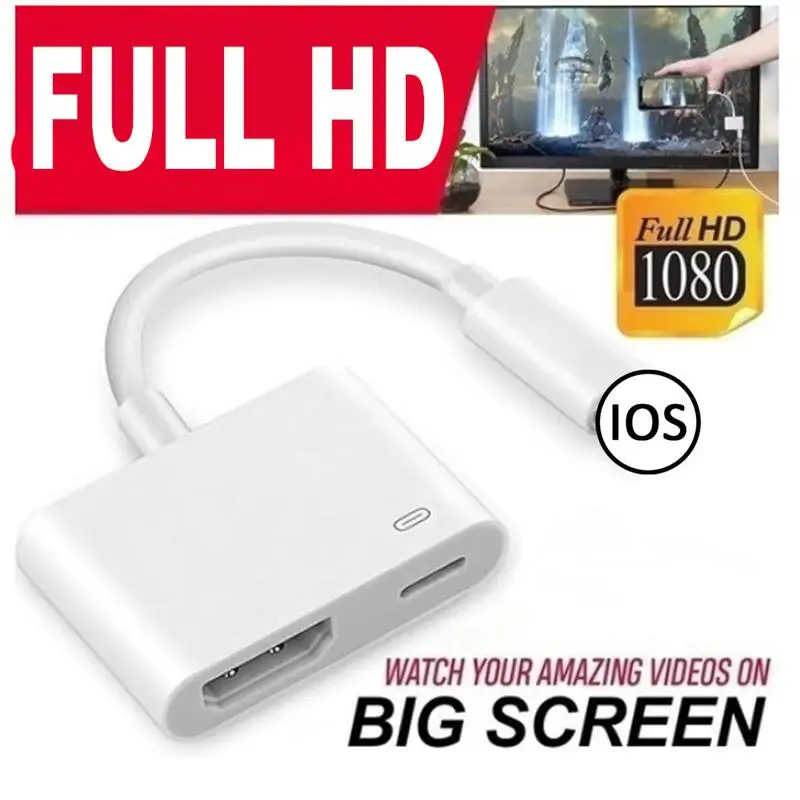 Адаптер преобразователь для HD ТВ/проектора 1080P iPhone на HDMI совместимый 8 контактный
