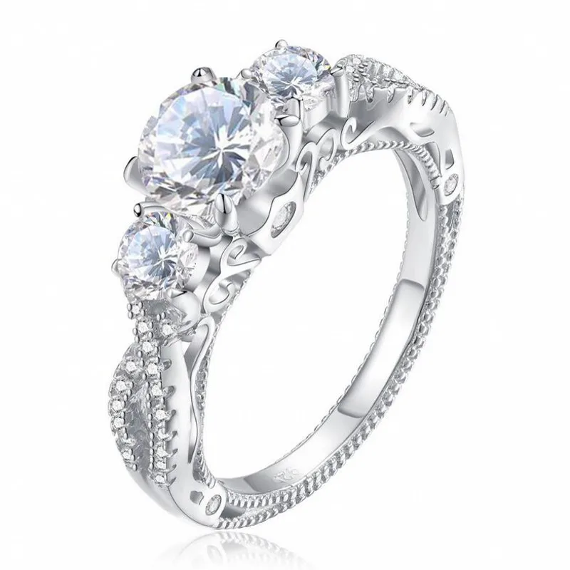 Модное кольцо из стерлингового серебра 925 пробы классическое трех камней с