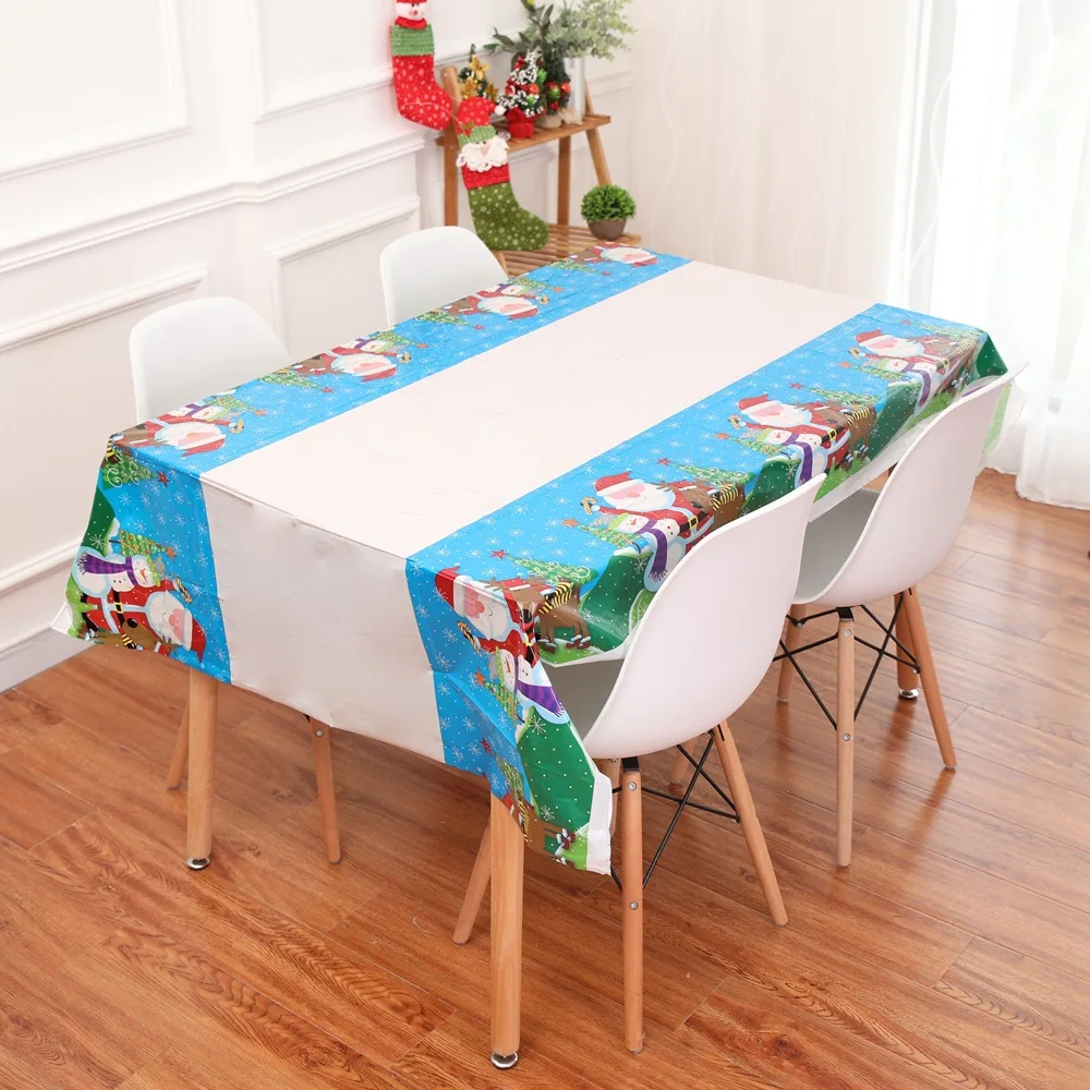 Водонепроницаемая скатерть на новогоднюю елку деда мороза для кухни обеденного