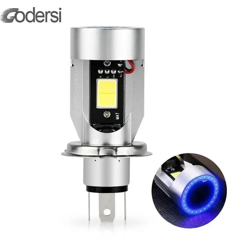 

Blue/Red Angel Eye H4 Led Motorcycle Headlight BA20D HS1 Scooter Motorbike Headlamp Light Bulb Drl Accessories 12-80v