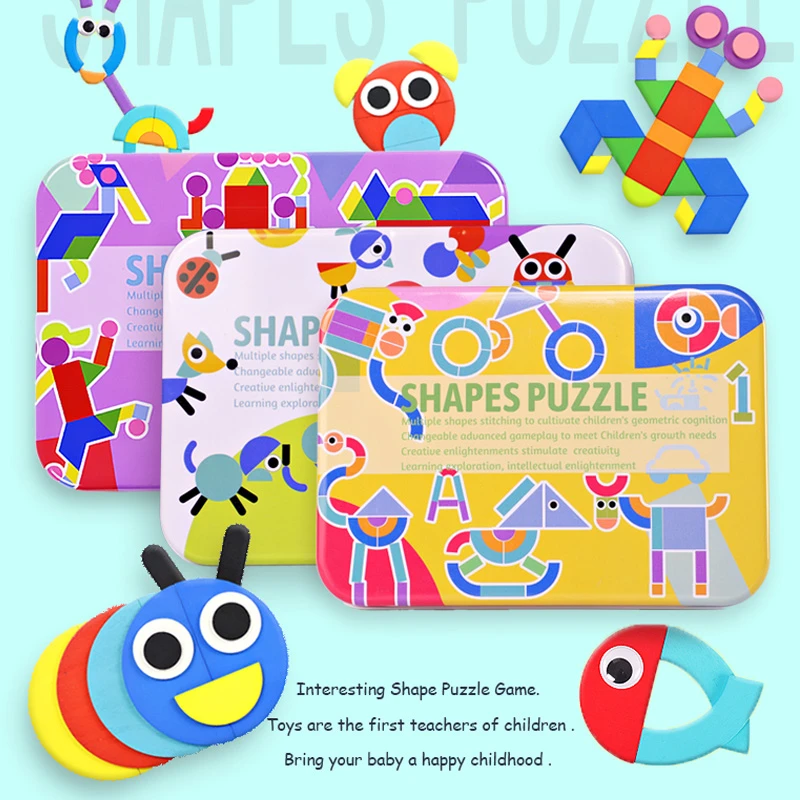 3D головоломки Монтессори Деревянные игрушки для детей геометрическая форма