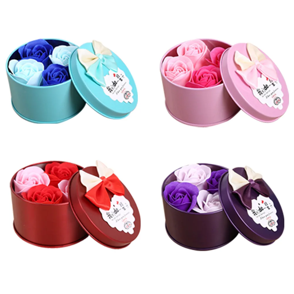 4pcs/set Rose Bath Body Flower Floral Soap Scented Essential Wedding Valentine'S Day Gift Holding flowers | Красота и здоровье