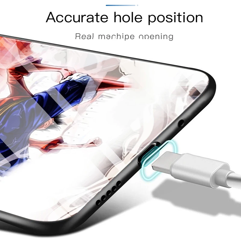 

Luxury Painted Cartoon Luffy Tempered Glass Phone Case For Samsung Galaxy S21 S20 S10 E 5G S9 S8 Note 20 10 9 Plus Silicone Case